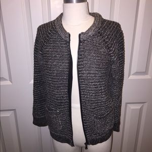 LOFT S NWT zippered raglan sleeve cardi w pockets